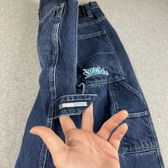 Vintage Southpole Jeans Mens 32 Embroidered Carpenter Baggy Fit